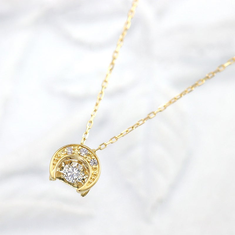 K18YG 三日月 ダンシングストーン ダイヤモンドネックレス_09