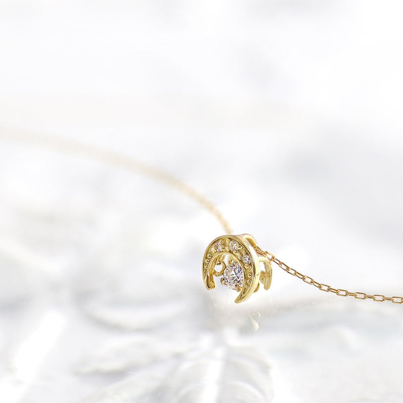 K18YG 三日月 ダンシングストーン ダイヤモンドネックレス_11