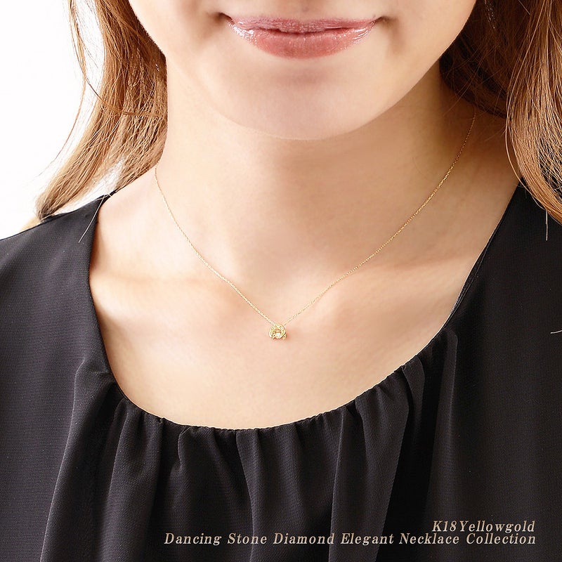 K18YG 三日月 ダンシングストーン ダイヤモンドネックレス_13
