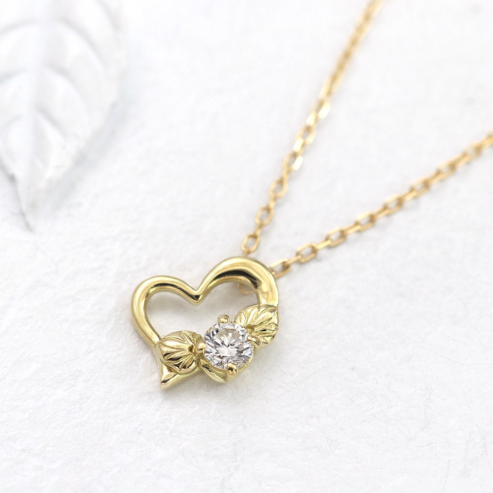 K18 心葉 ダイヤモンド 0.1ct葵×ハートネックレス_02