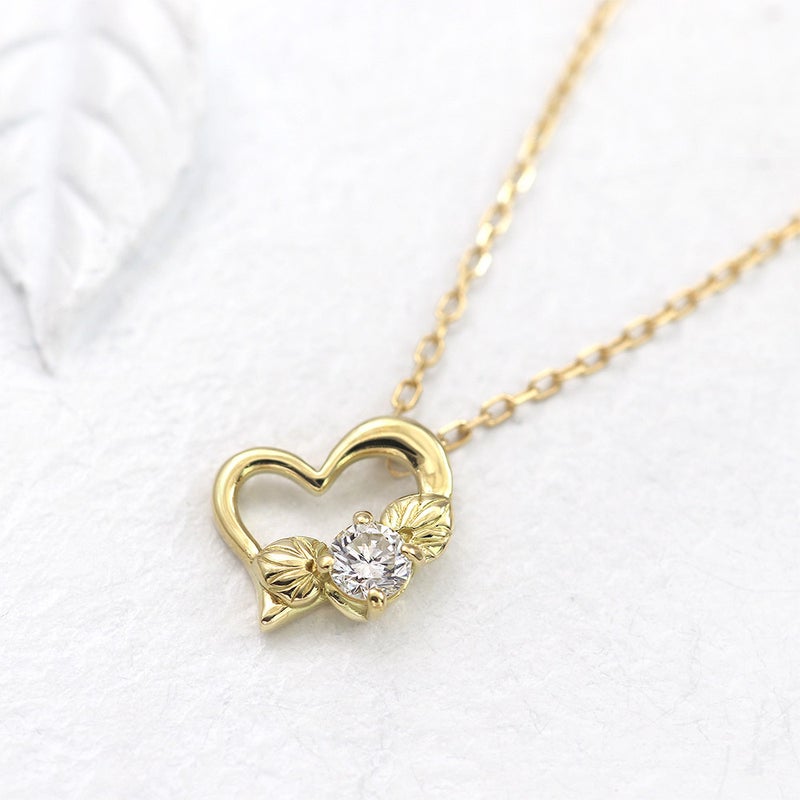 K18 心葉 ダイヤモンド 0.1ct葵×ハートネックレス_02