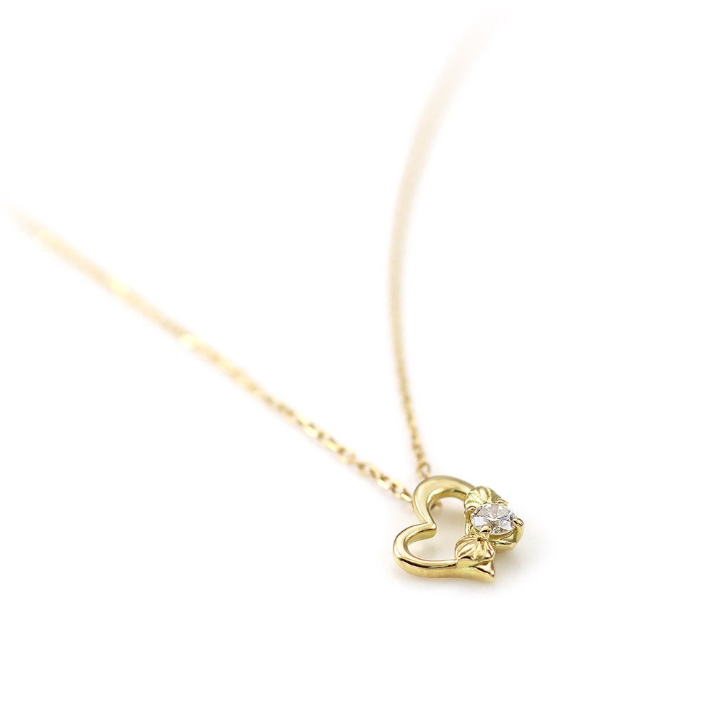 K18 心葉 ダイヤモンド 0.1ct葵×ハートネックレス_03