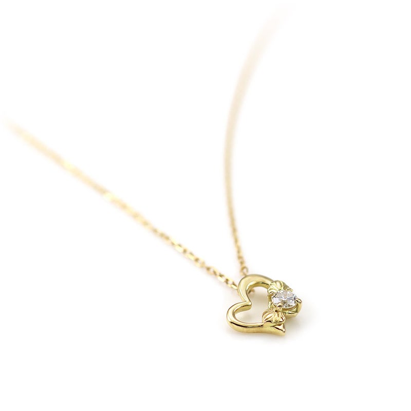 K18 心葉 ダイヤモンド 0.1ct葵×ハートネックレス_03