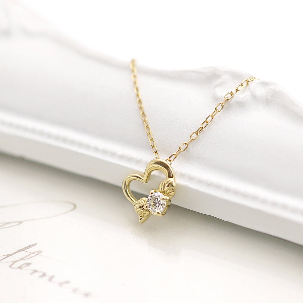 K18 心葉 ダイヤモンド 0.1ct葵×ハートネックレス_05