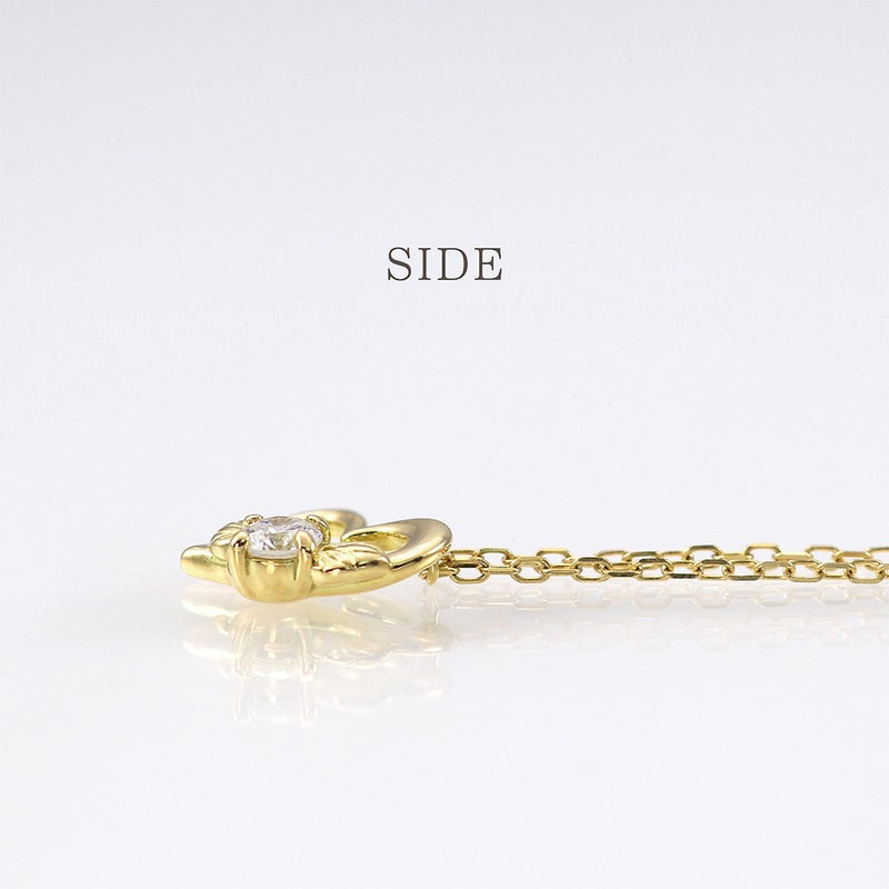 K18 心葉 ダイヤモンド 0.1ct葵×ハートネックレス_13