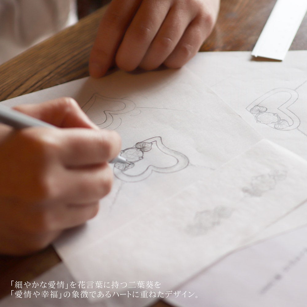 K18 心葉 ダイヤモンド 0.1ct葵×ハートネックレス_18