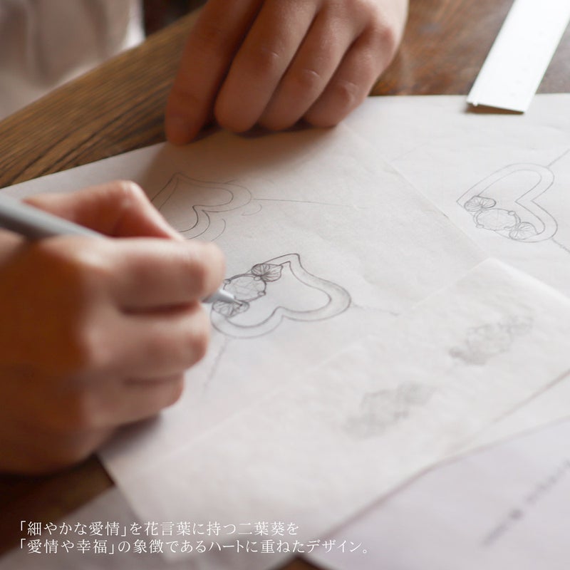 K18 心葉 ダイヤモンド 0.1ct葵×ハートネックレス_18