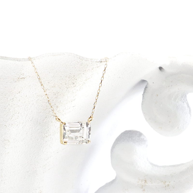 K18YG オクタゴンカット ホワイトトパーズネックレス 11月の誕生石_02