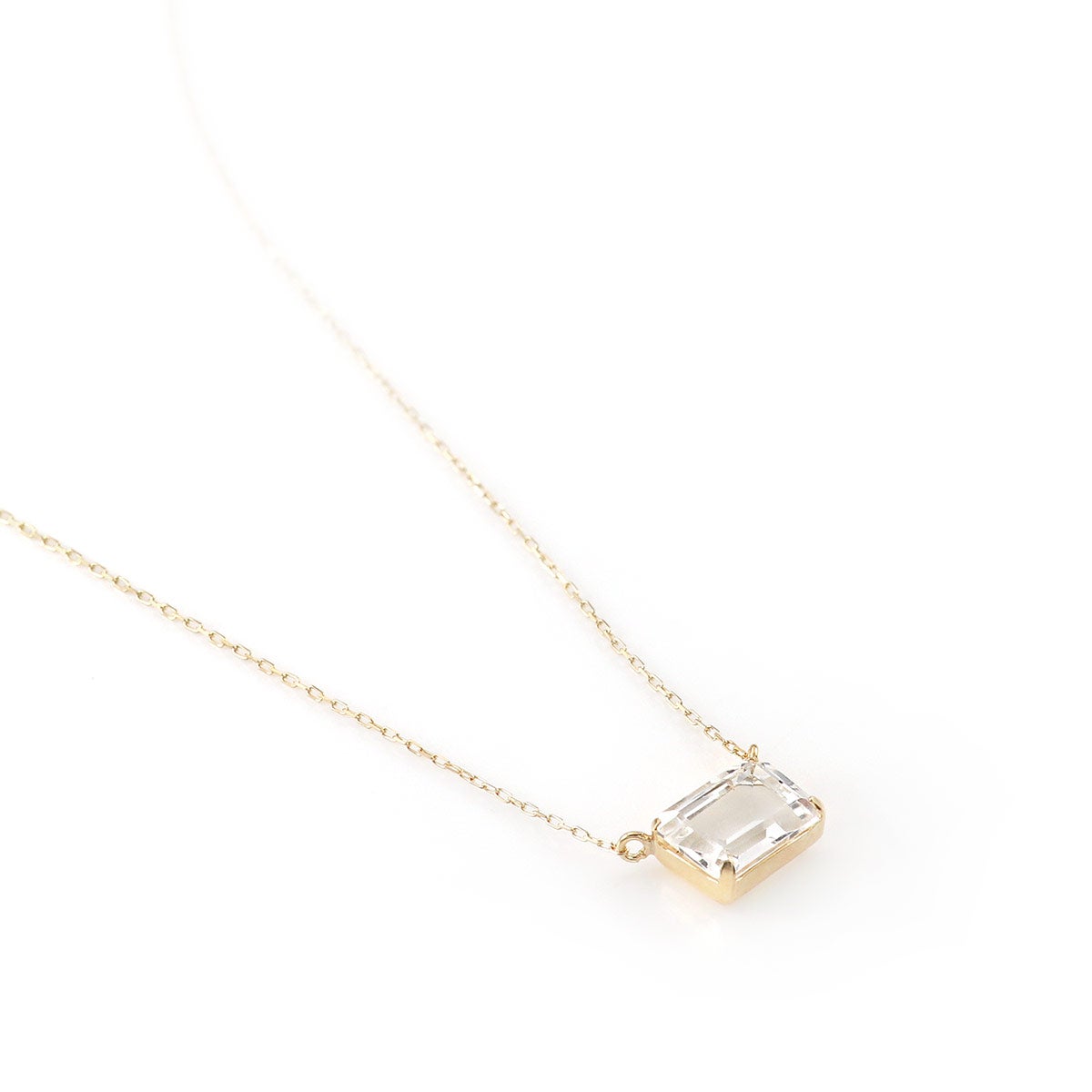 K18YG オクタゴンカット ホワイトトパーズネックレス 11月の誕生石_03