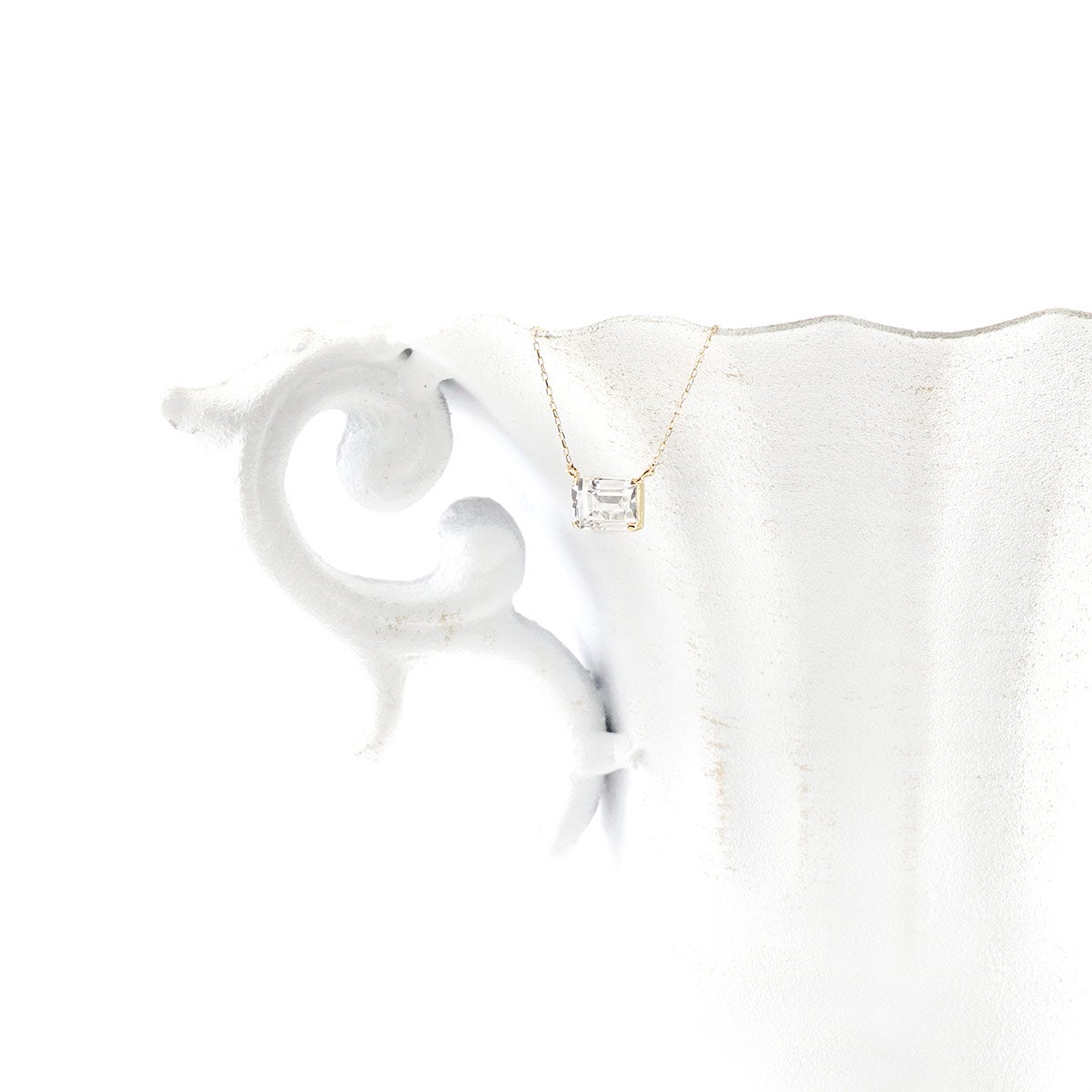 K18YG オクタゴンカット ホワイトトパーズネックレス 11月の誕生石_10