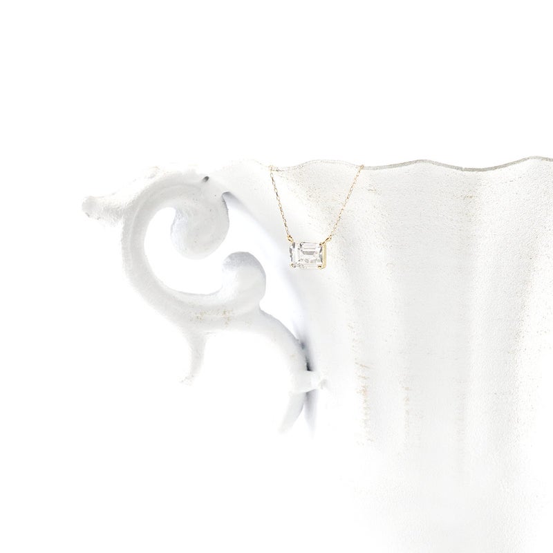 K18YG オクタゴンカット ホワイトトパーズネックレス 11月の誕生石_10