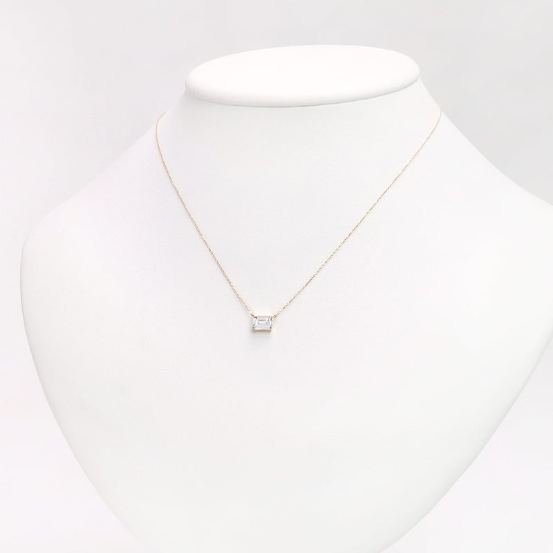 K18YG オクタゴンカット ホワイトトパーズネックレス 11月の誕生石_11