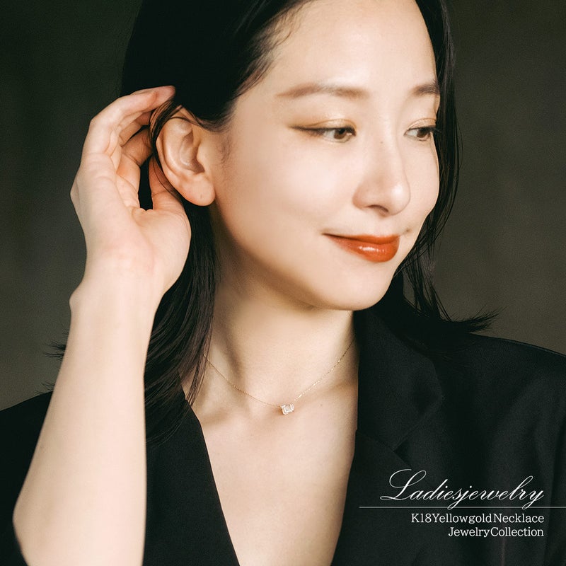 K18YG オクタゴンカット ホワイトトパーズネックレス 11月の誕生石_12