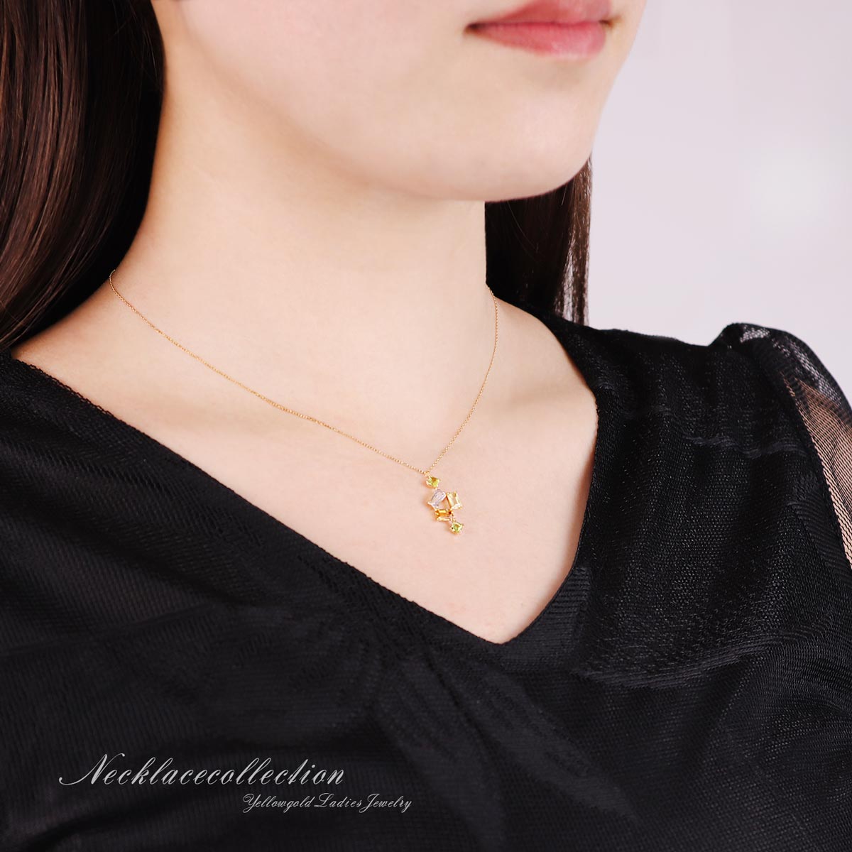 K18YG マルチストーン ネックレス_14