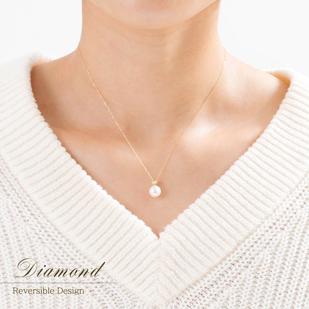 K18YG アコヤ真珠×ダイヤ・ルビー ネックレス_11