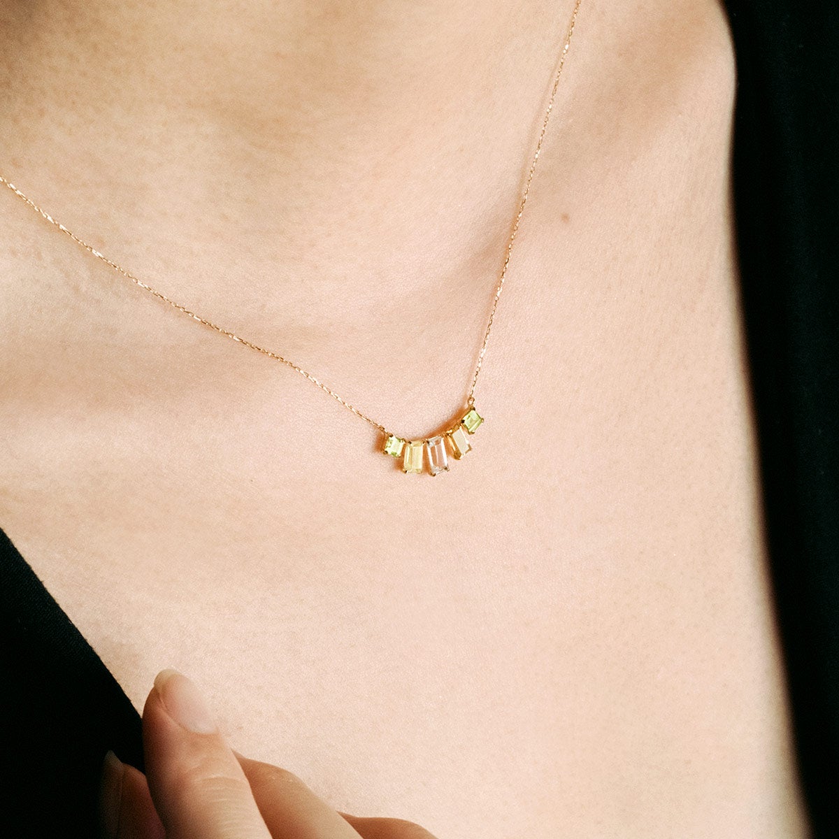 K18YG マルチストーン ネックレス_05