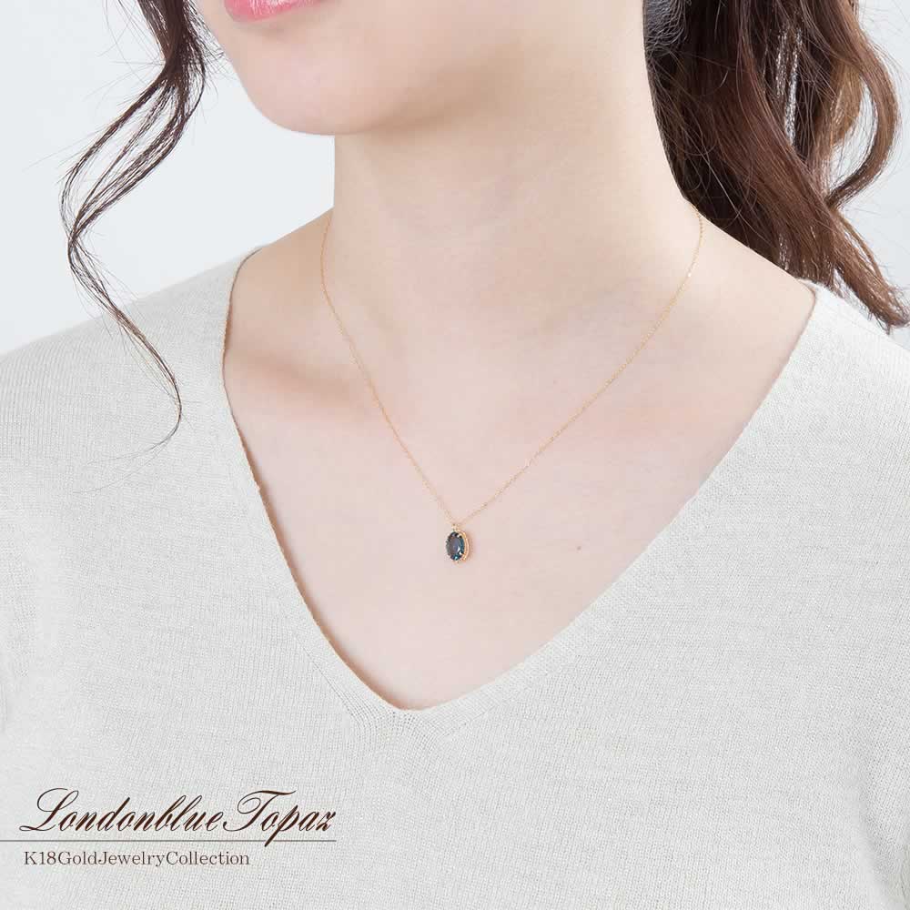 18K ロンドンブルートパーズ ネックレス