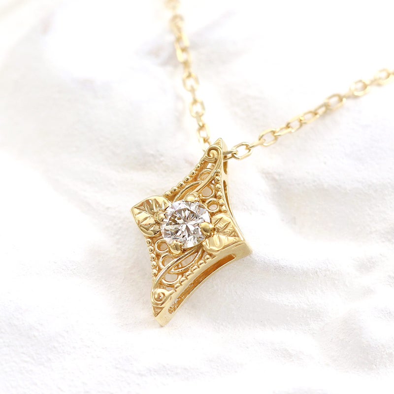 K18 心葉 ダイヤモンド 0.1ct 葵×ひし形ネックレス_02