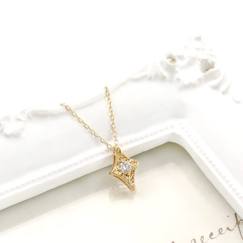 K18 心葉 ダイヤモンド 0.1ct 葵×ひし形ネックレス_03