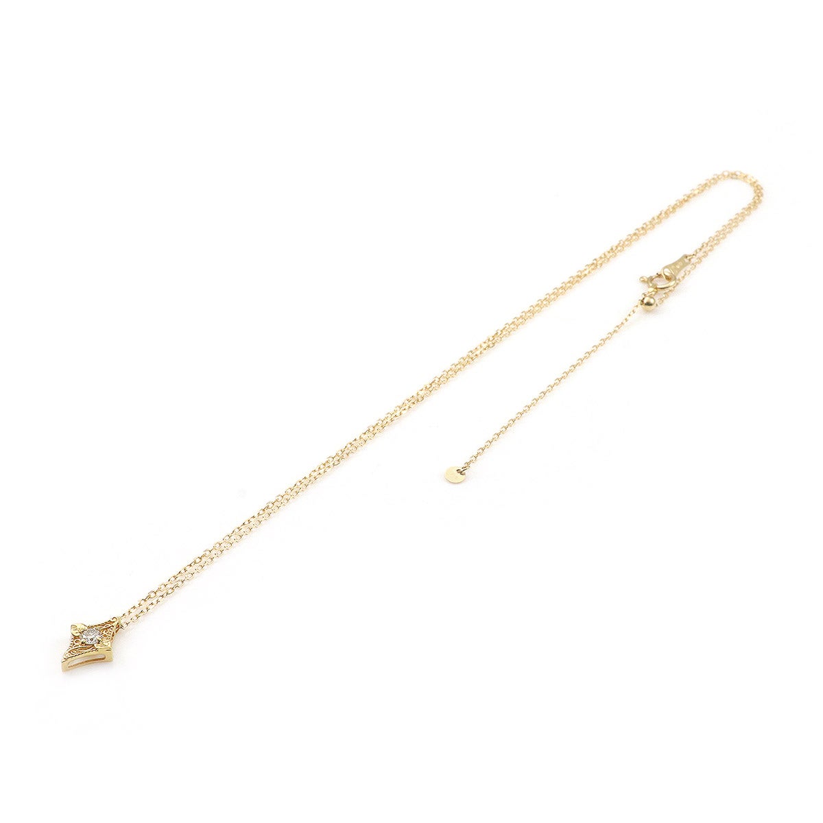 K18 心葉 ダイヤモンド 0.1ct 葵×ひし形ネックレス_13