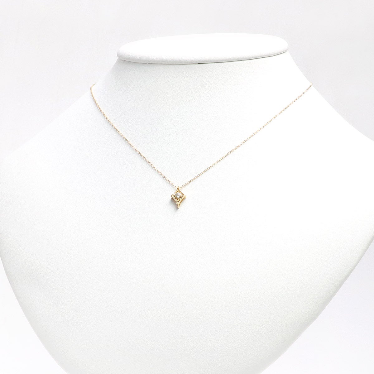 K18 心葉 ダイヤモンド 0.1ct 葵×ひし形ネックレス_15