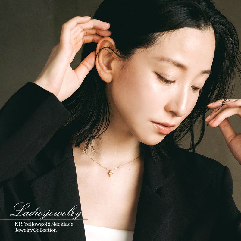 K18 心葉 ダイヤモンド 0.1ct 葵×ひし形ネックレス_16