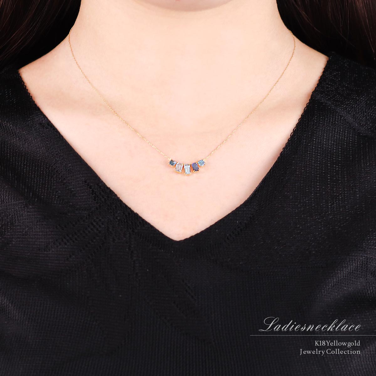 K18YG マルチストーン ネックレス_05
