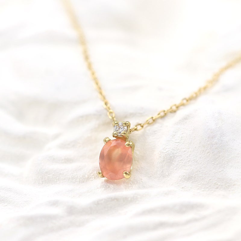 K18YG ロードクロサイト＆ダイヤモンド ネックレス_02