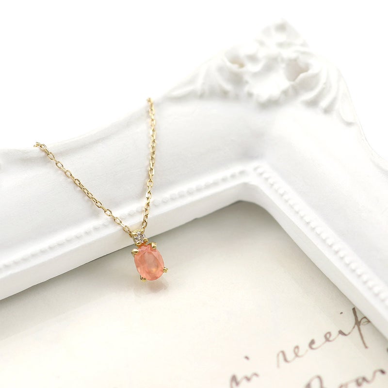 K18YG ロードクロサイト＆ダイヤモンド ネックレス_04