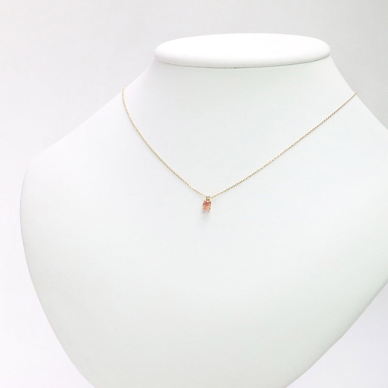 K18YG ロードクロサイト＆ダイヤモンド ネックレス_10