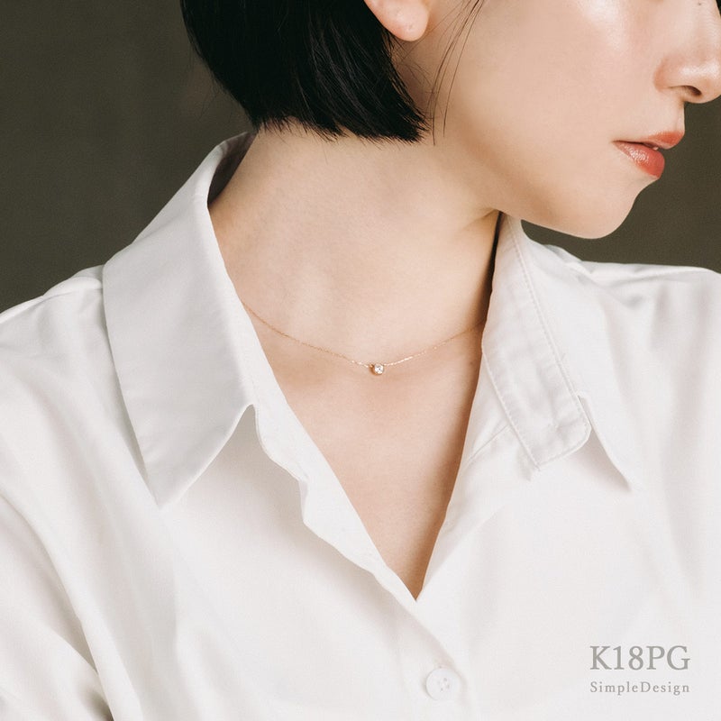 K18PG ダイヤモンド 一粒ネックレス_09