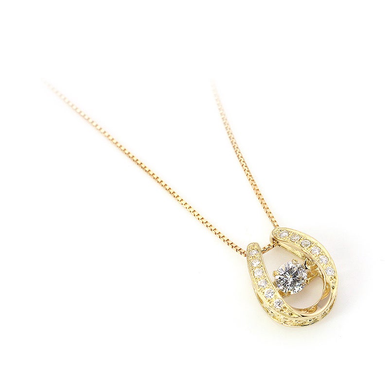 K18YG 馬蹄（ホースシュー）ダンシングストーン ダイヤモンドネックレス_02