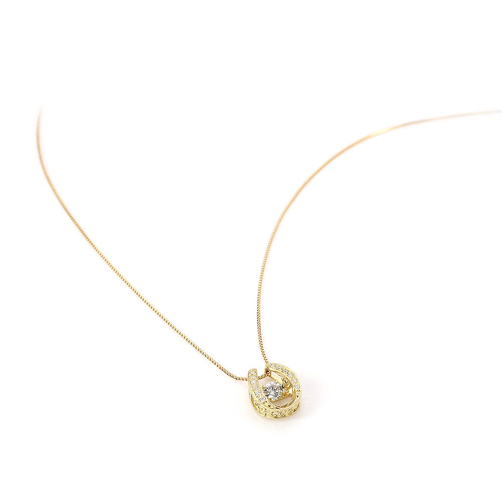 K18YG 馬蹄（ホースシュー）ダンシングストーン ダイヤモンドネックレス_03