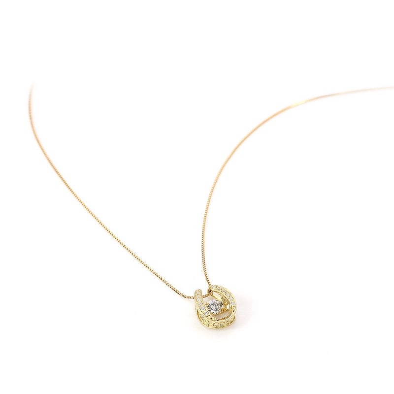 K18YG 馬蹄（ホースシュー）ダンシングストーン ダイヤモンドネックレス_03