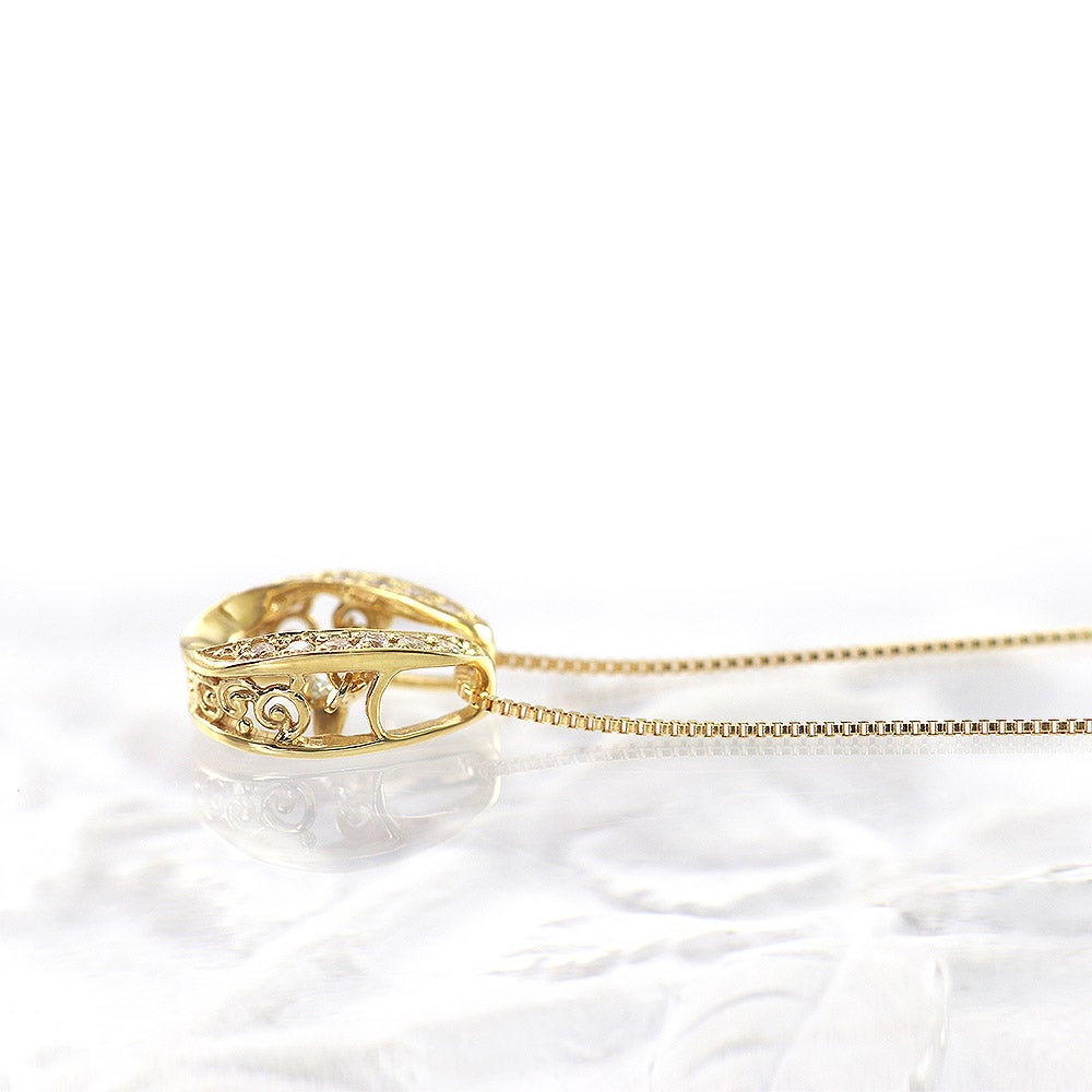 K18YG 馬蹄（ホースシュー）ダンシングストーン ダイヤモンドネックレス_04