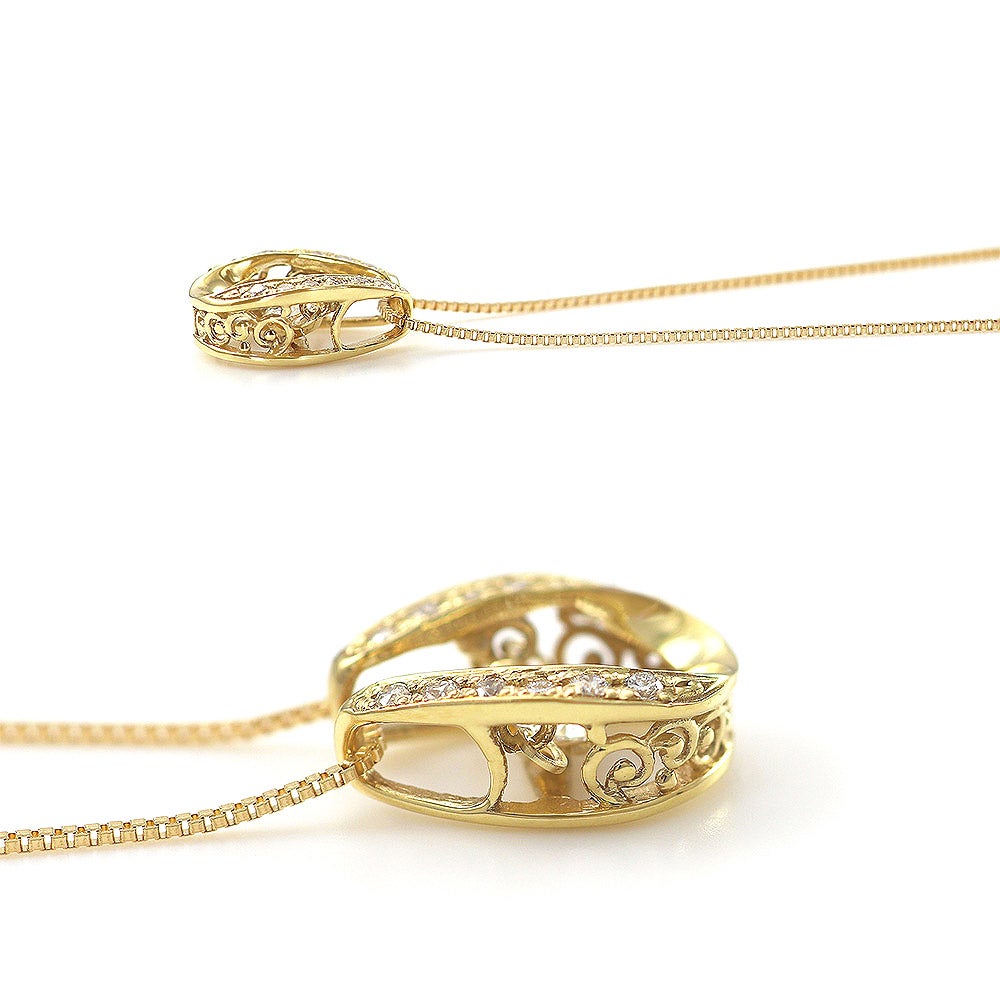 K18YG 馬蹄（ホースシュー）ダンシングストーン ダイヤモンドネックレス_12