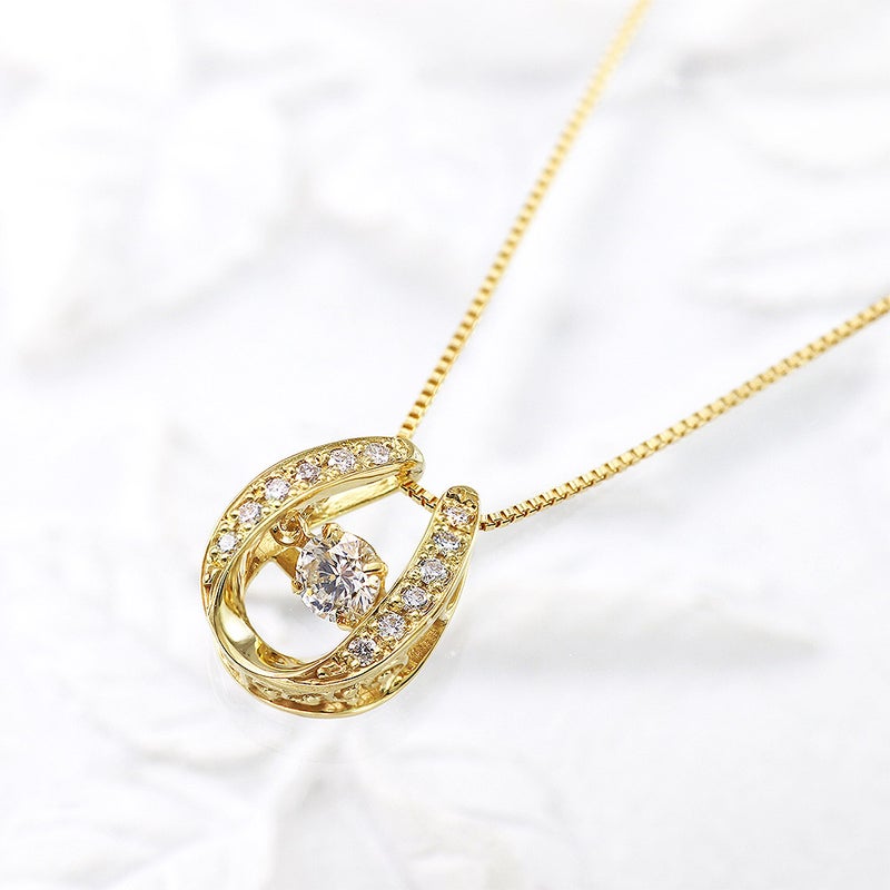 K18YG 馬蹄（ホースシュー）ダンシングストーン ダイヤモンドネックレス_13