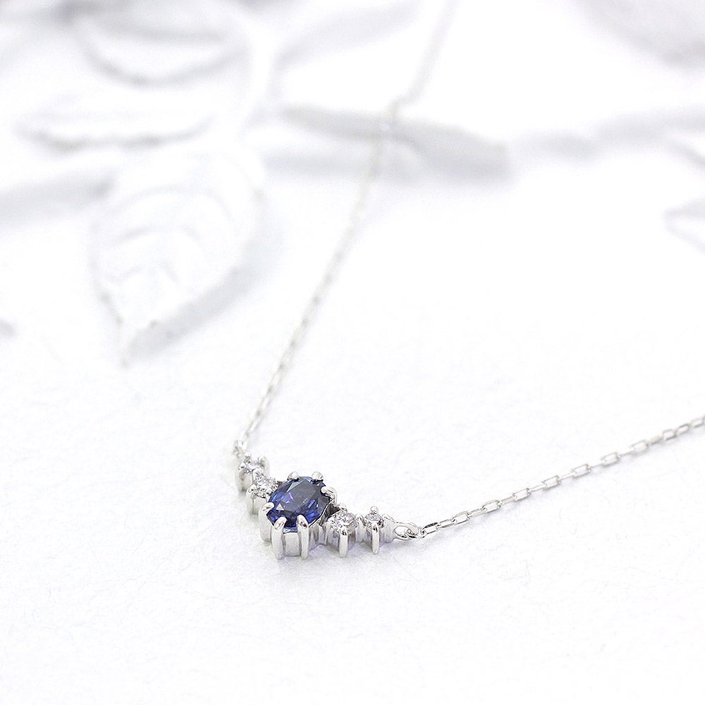 K18WG サファイア＆ダイヤモンド ネックレス  9月の誕生石_02