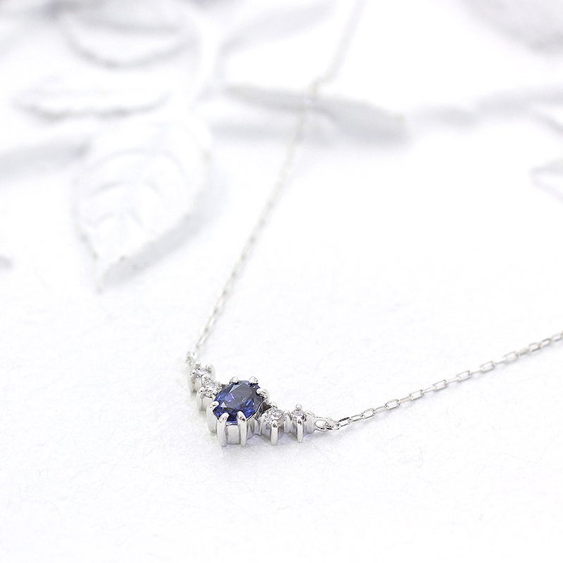 K18WG サファイア＆ダイヤモンド ネックレス  9月の誕生石_02