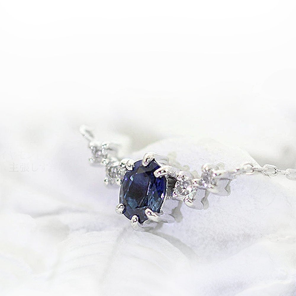 K18WG サファイア＆ダイヤモンド ネックレス  9月の誕生石_03
