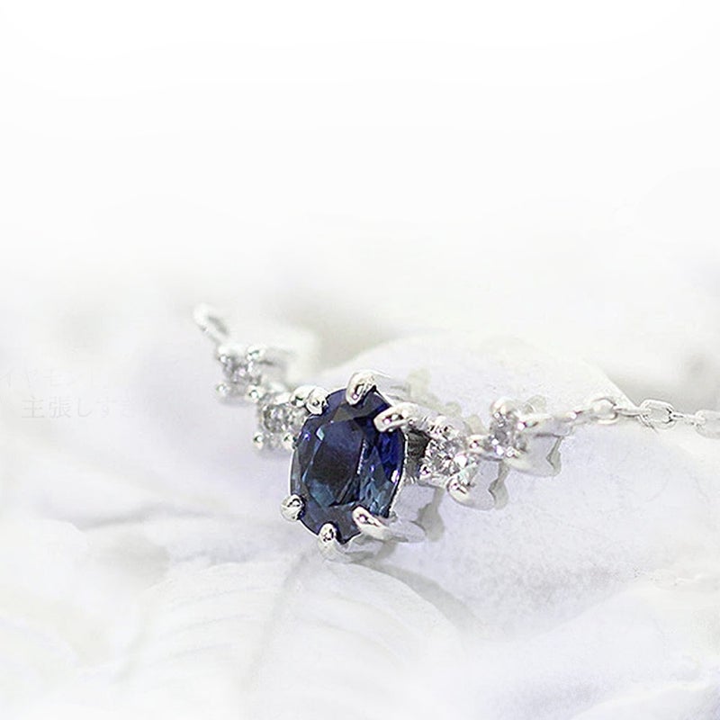 K18WG サファイア＆ダイヤモンド ネックレス  9月の誕生石_03