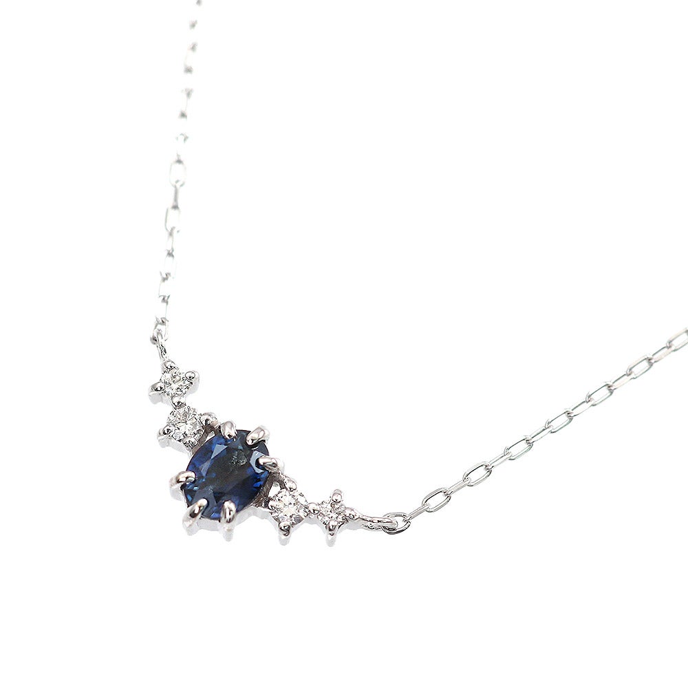 K18WG サファイア＆ダイヤモンド ネックレス  9月の誕生石_09
