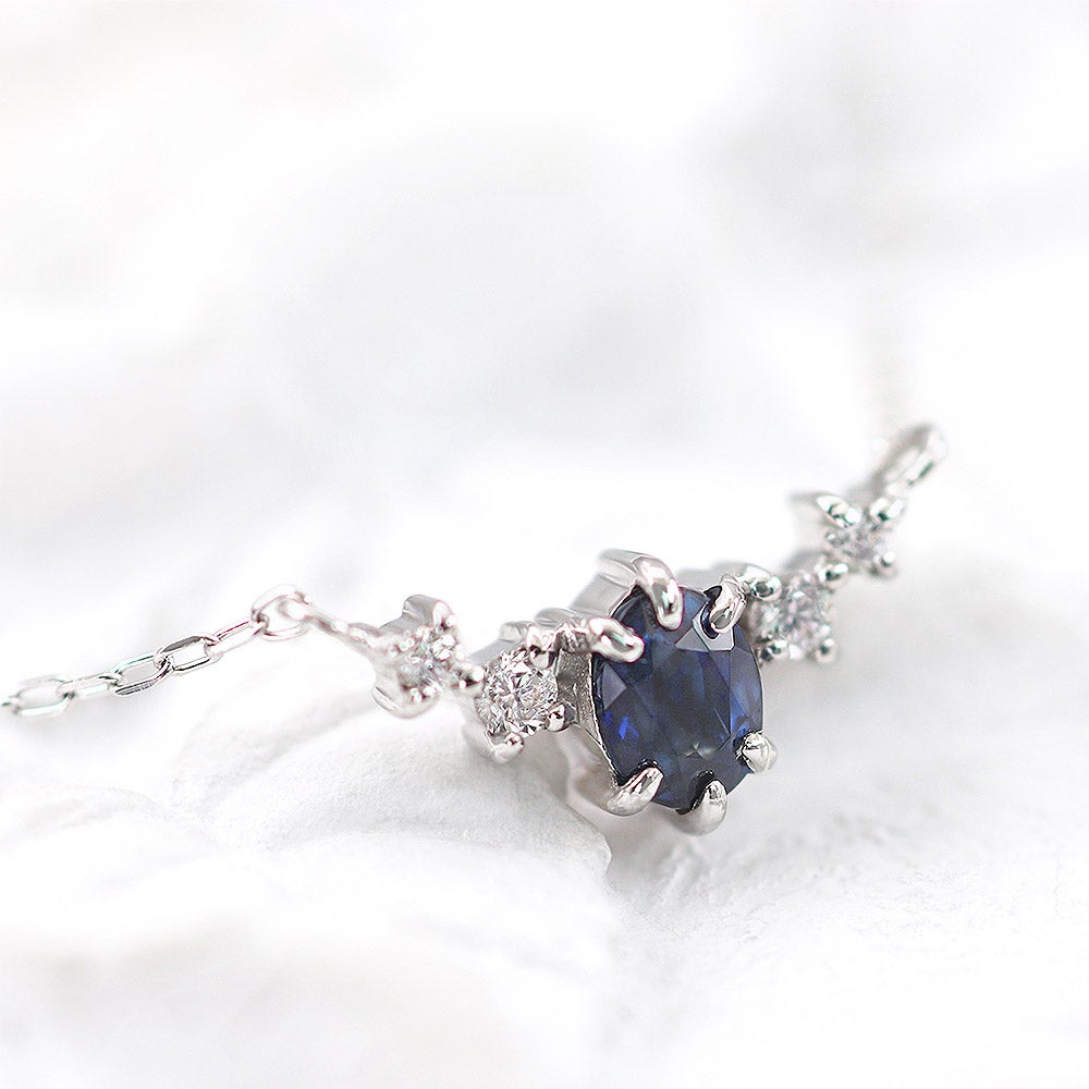 K18WG サファイア＆ダイヤモンド ネックレス  9月の誕生石_10