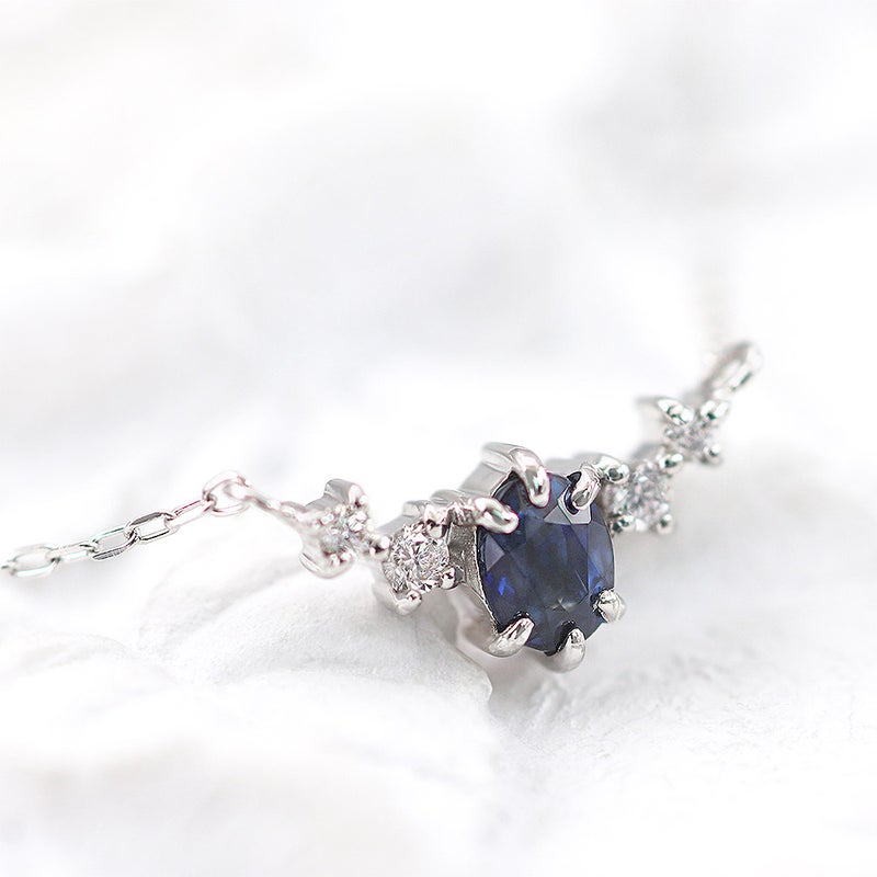 K18WG サファイア＆ダイヤモンド ネックレス  9月の誕生石_10