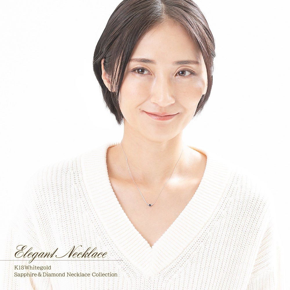 K18WG サファイア＆ダイヤモンド ネックレス  9月の誕生石_12