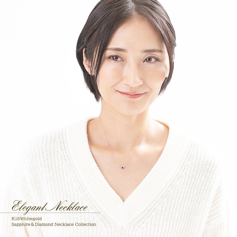 K18WG サファイア＆ダイヤモンド ネックレス  9月の誕生石_12