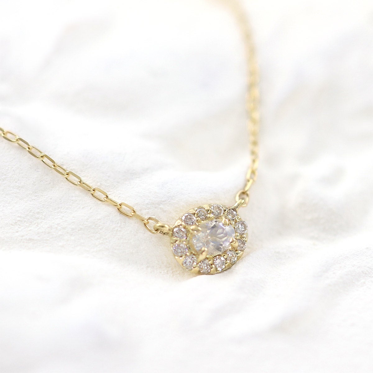 K18YG ダイヤモンド＆ロイヤルブルームーンストーン ネックレス_10