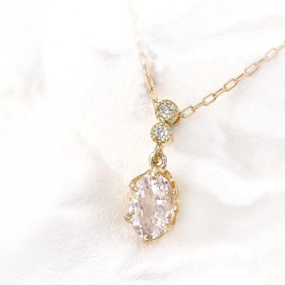 K18YG ダイヤモンド＆モルガナイトネックレス_02