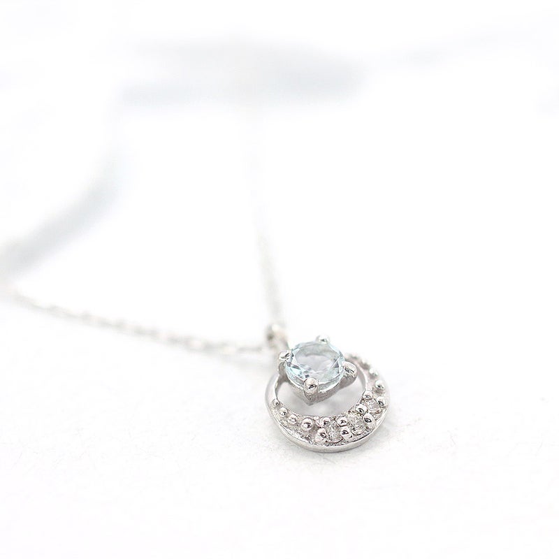 K18WG アクアマリン＆ダイヤモンド ネックレス_03