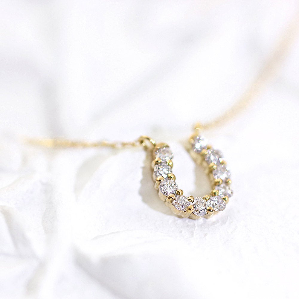 K18YG ダイヤモンド 馬蹄（ホースシュー）ネックレス_02